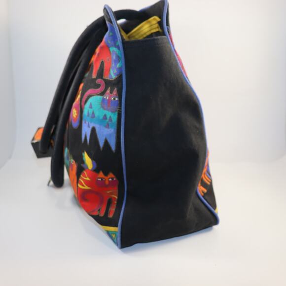 Laurel Burch Colorful Cat Tote Bag w/ Matching Zip Pouch - Picture 5 of 8
